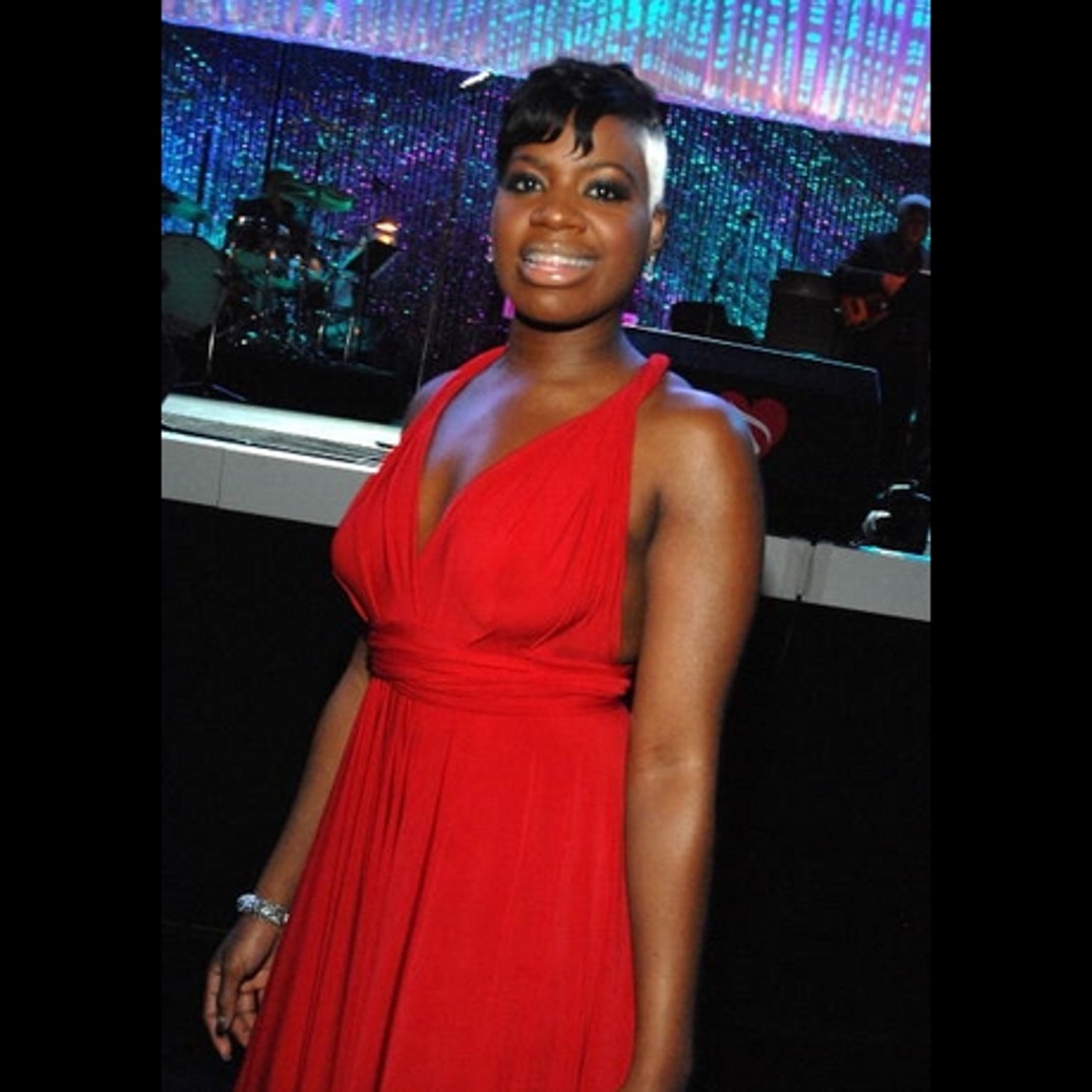 open lace back dress Fantasia Barrino Nude Slit 2024 Grammys Red Carpet Dress