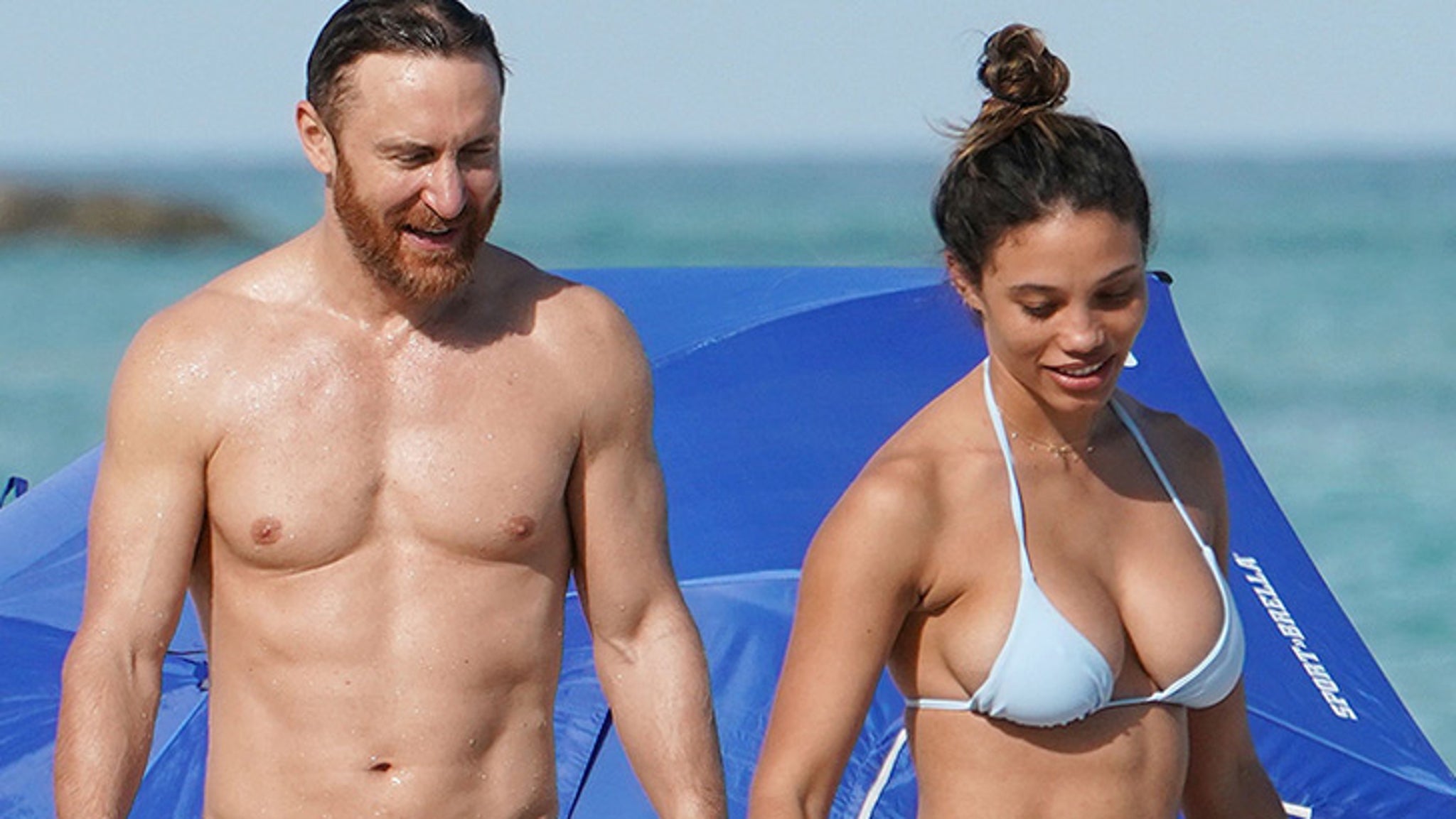 David Guetta Shirtless in Miami But Hot GF Steals the Show with Diamond Rin...