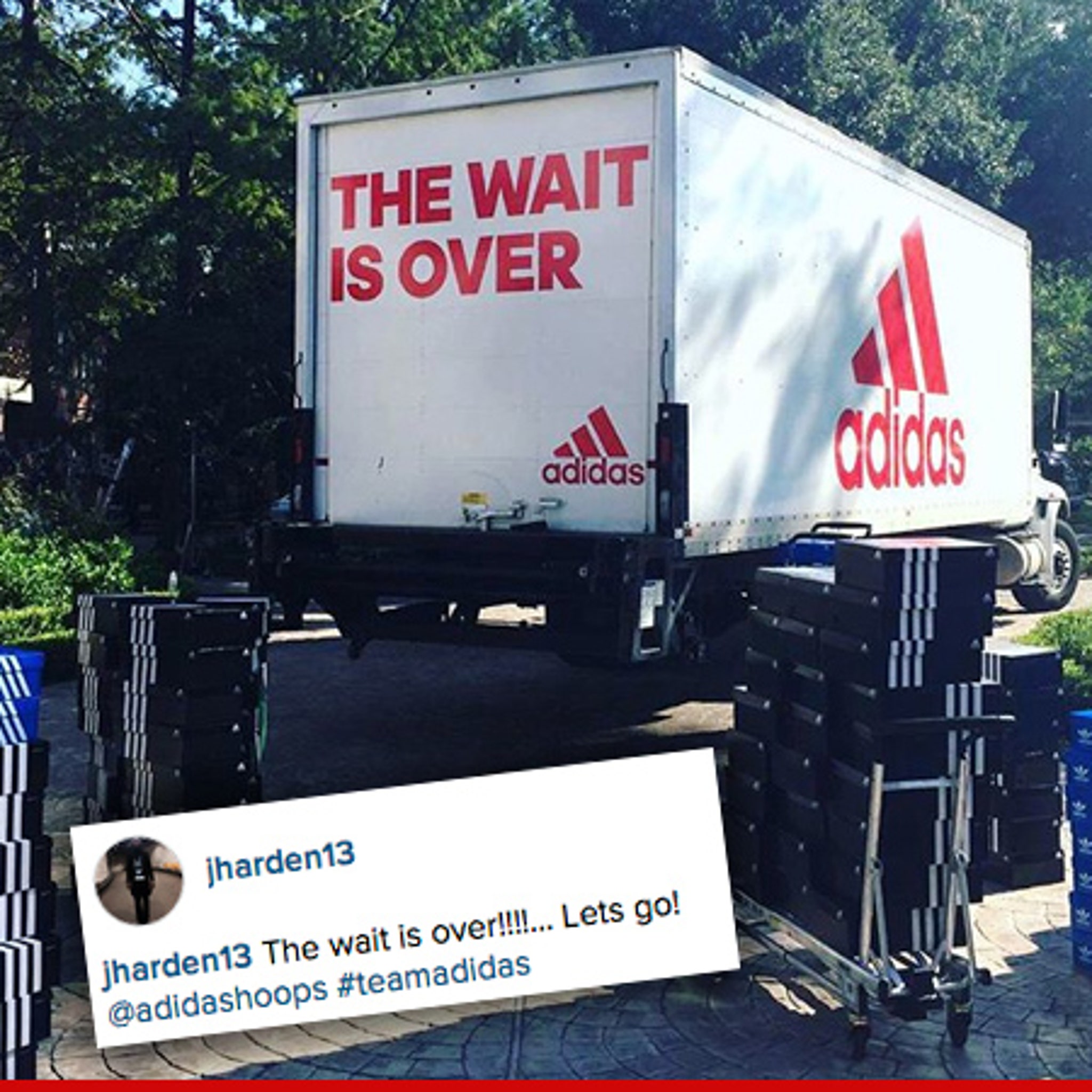 Adidas Delivers Truckload Of Shoes To James Harden's Home [PHOTOS] –  Footwear News