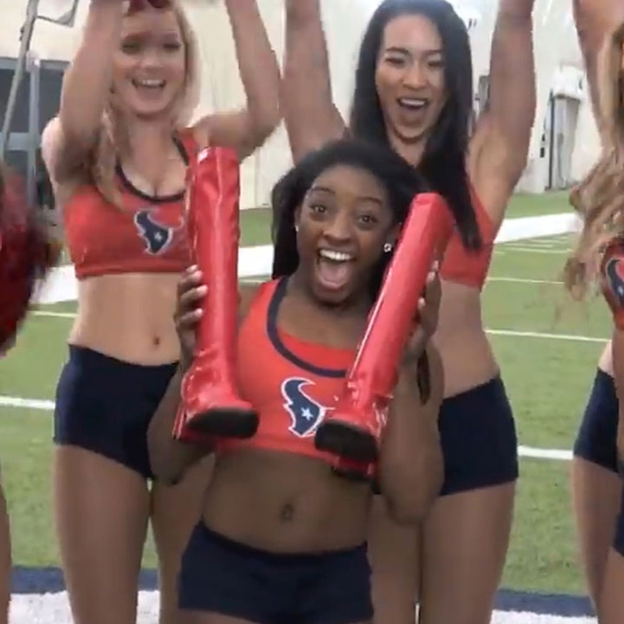 Simone Biles Slays Guest Performance With Texans Cheerleaders