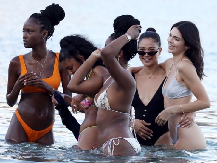 Kendall Jenner and Shanina Shaik -- Mixin' It up in Mykonos