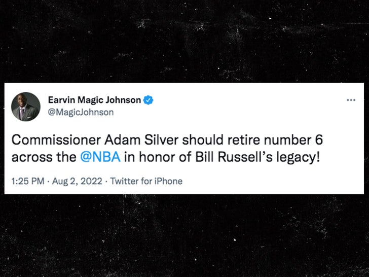 Magic Johnson Supports The Idea Of The NBA Retiring Bill Russell's No. 6  Across The League - Fadeaway World