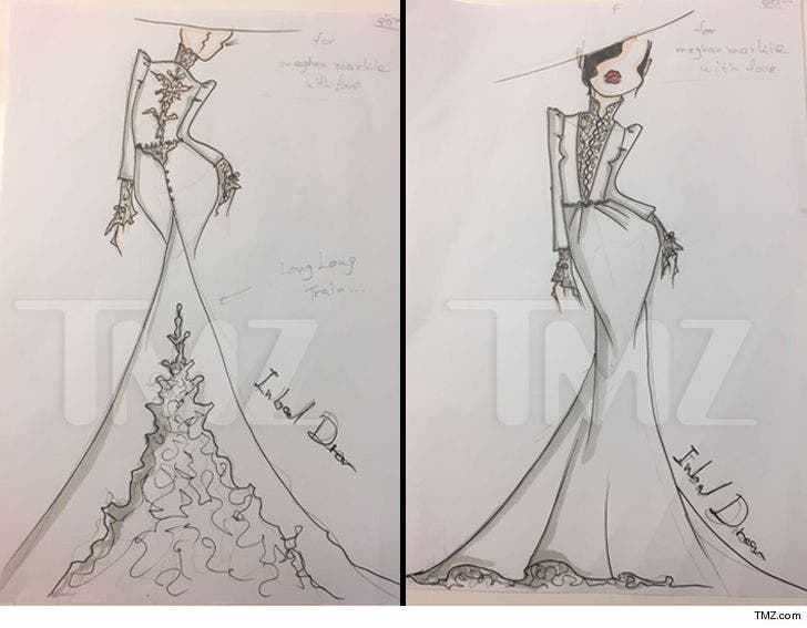 A sketch of the dress designed by Elizabeth Emanuel for the wedding... News  Photo - Getty Images