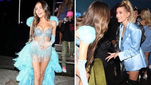 Madison Beer Sizzles in Feathery Outfit for Her 21st Birthday