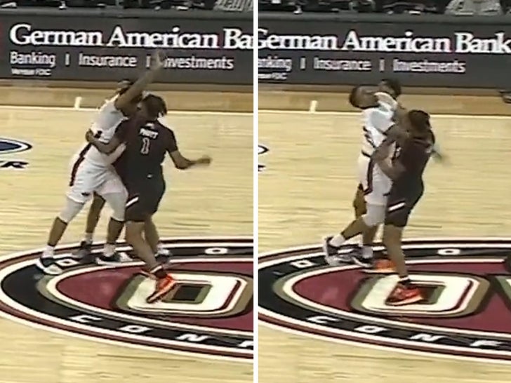 College Basketball Player Socked In Face In Wild Fight During Game