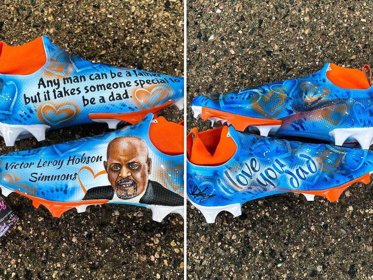 NFL Star Justin Simmons Gets Custom Cleats Honoring Late Father From  Teammate