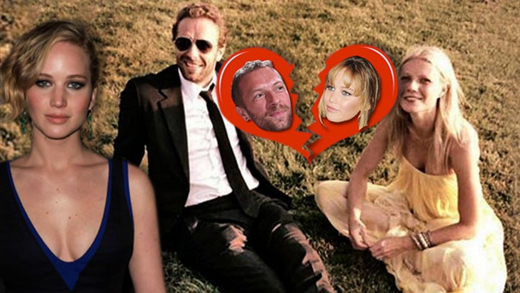 Jennifer Lawrence -- Three's Company With Chris Martin & Gwyneth Paltrow