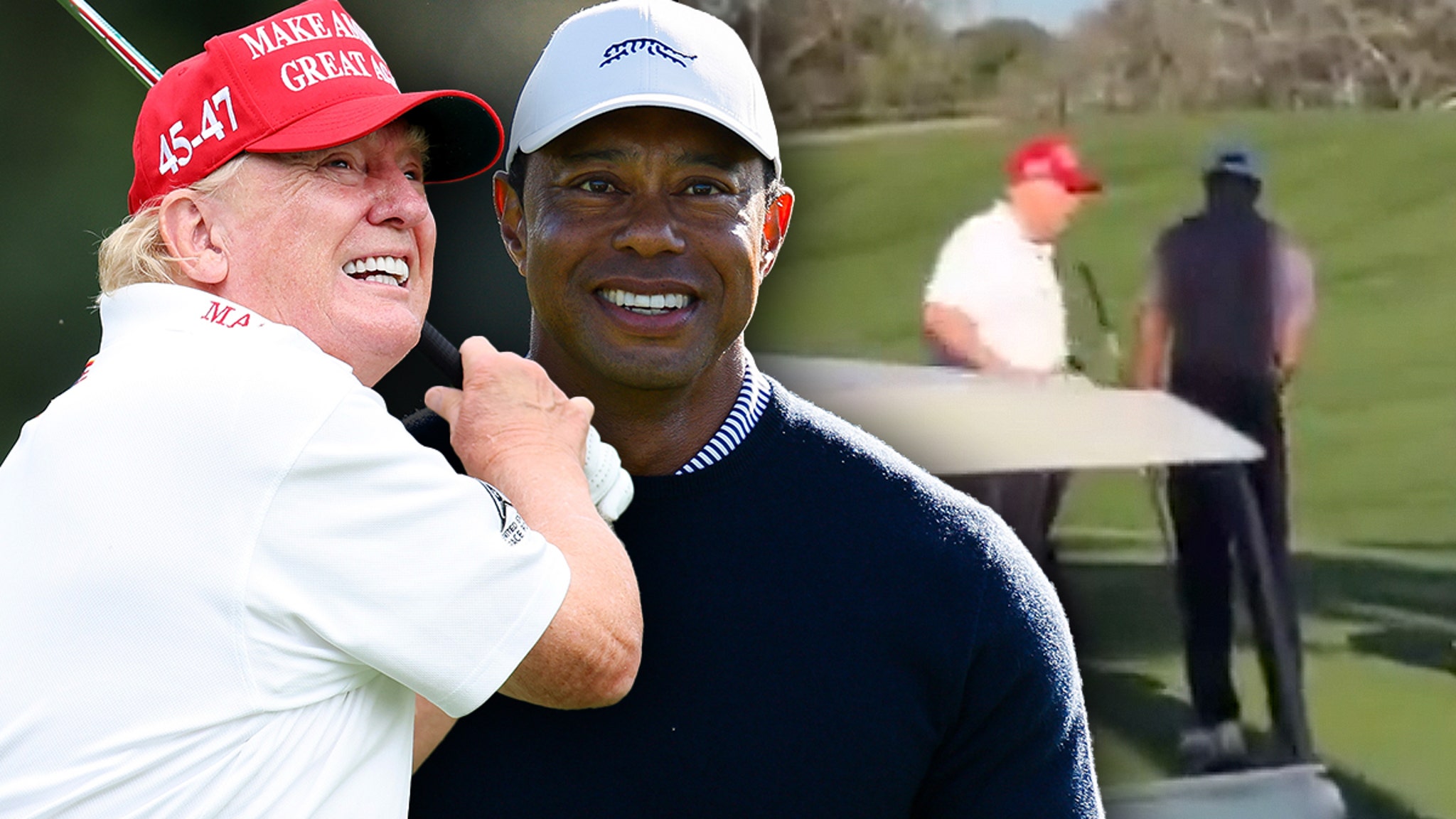 Donald Trump and Tiger Woods Golf Together Before Trump Attends Super Bowl