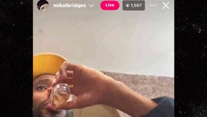 mikal bridges takes shot on live 1