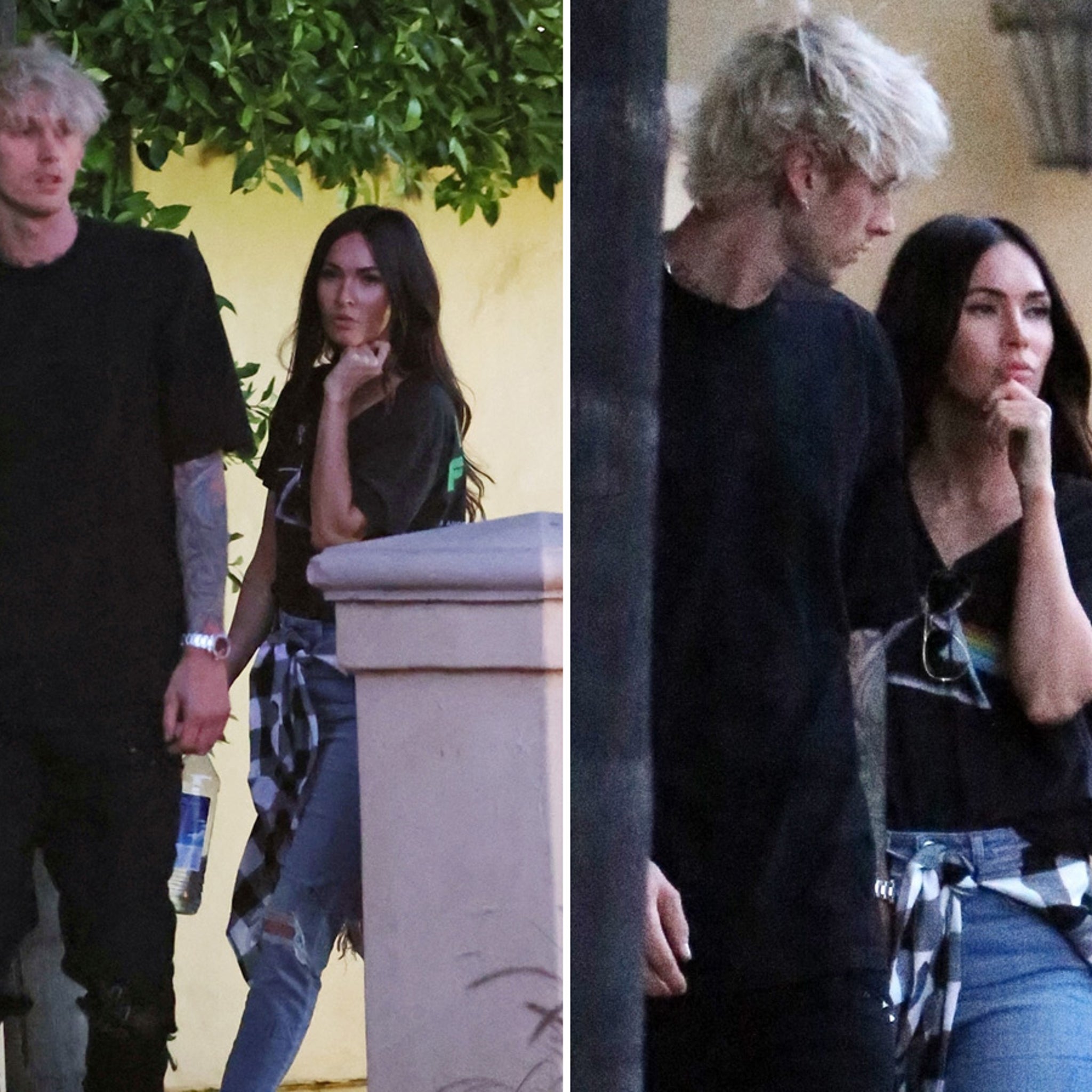Machine Gun Kelly And Megan Fox Leave Mgk S Home All Cozy And Close