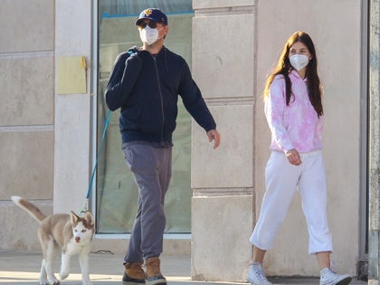 0416 Leonardo Dicaprio and Camila Morrone walking their husky backgrid
