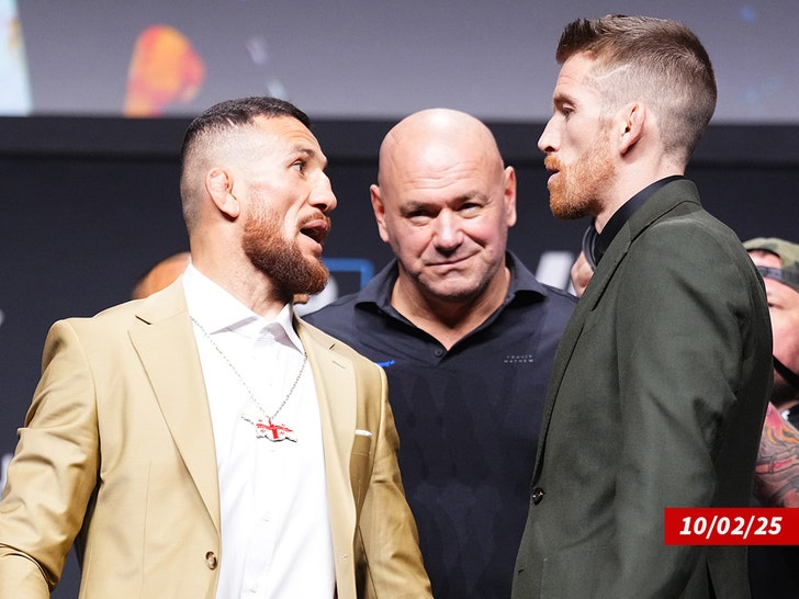 Merab Dvalishvili of Georgia and Cory Sandhagen face off during the UFC 320 getty