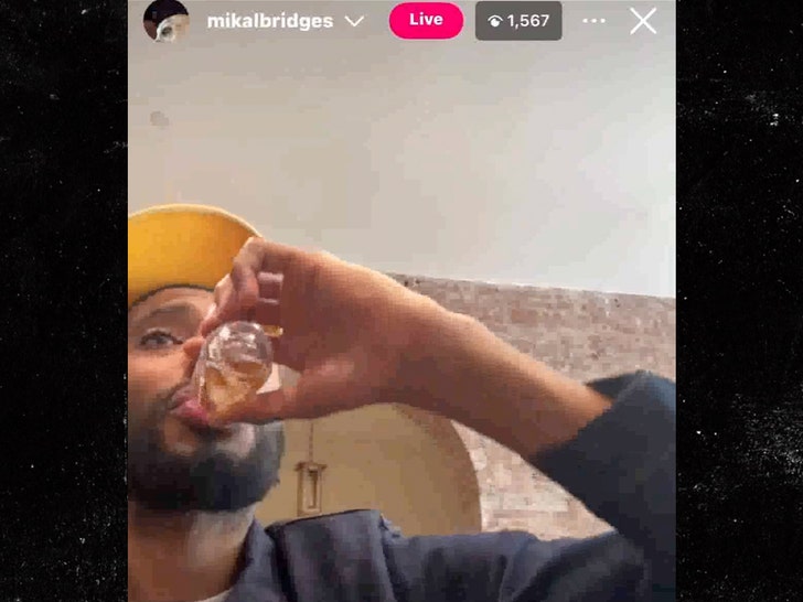 mikal bridges takes shot on live 1