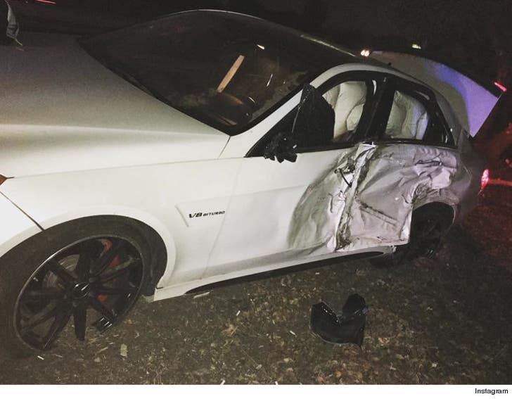 Casper Smart -- Smashes into Tree Destroys Luxury Whip PHOTO :: 1208-casper-smart-car-accident-instagram-4