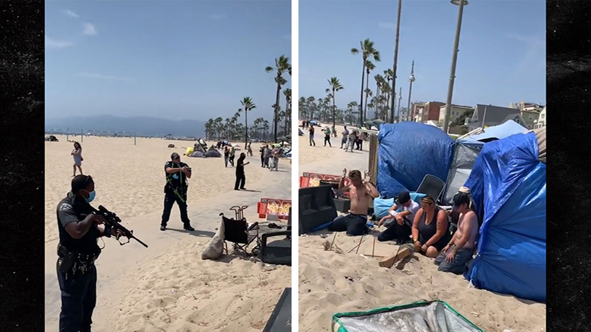 Police Point Assault Rifles at Venice Beach Homeless, Got Call for Man with Gun
