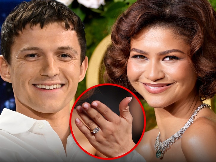 Zendaya Tom Holland engaged golden globes engagement ring