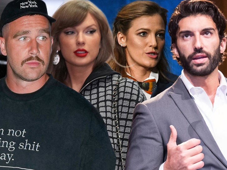 Travis Kelce Taylor Swift Blake Lively Justin Baldoni Getty Comp