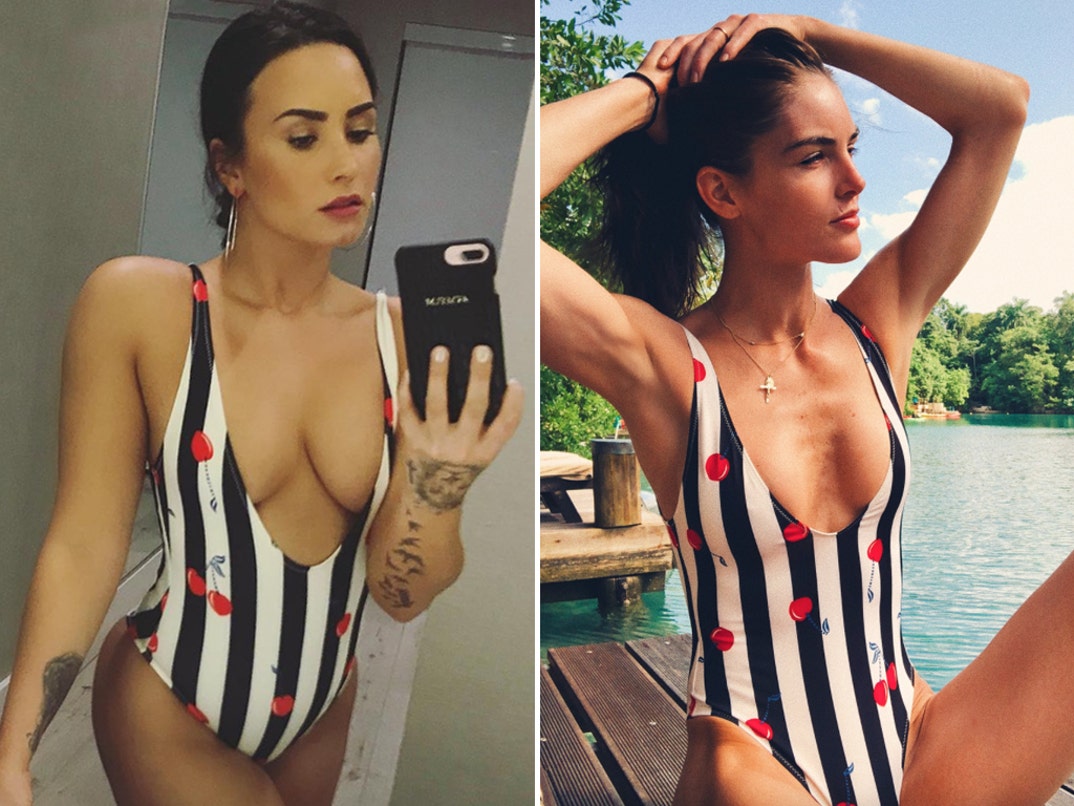 Demi Lovato (25) vs. Hilary Rhoda (30) -- Sexy One-Piece Edition