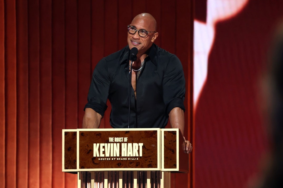 Dwayne Johnson speaks onstage