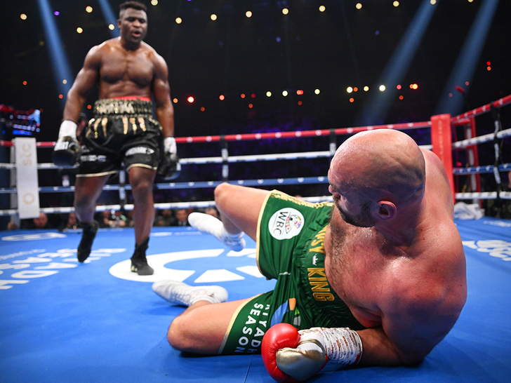 Francis Ngannou knocks down Tyson Fury