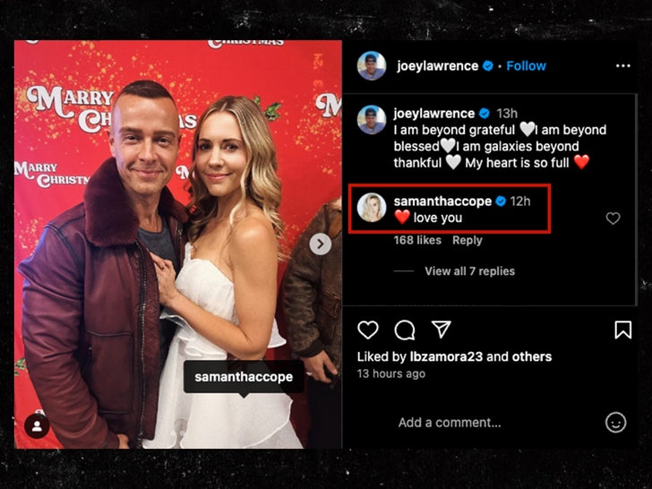 Joey Lawrence & Samantha Cope instagram comments