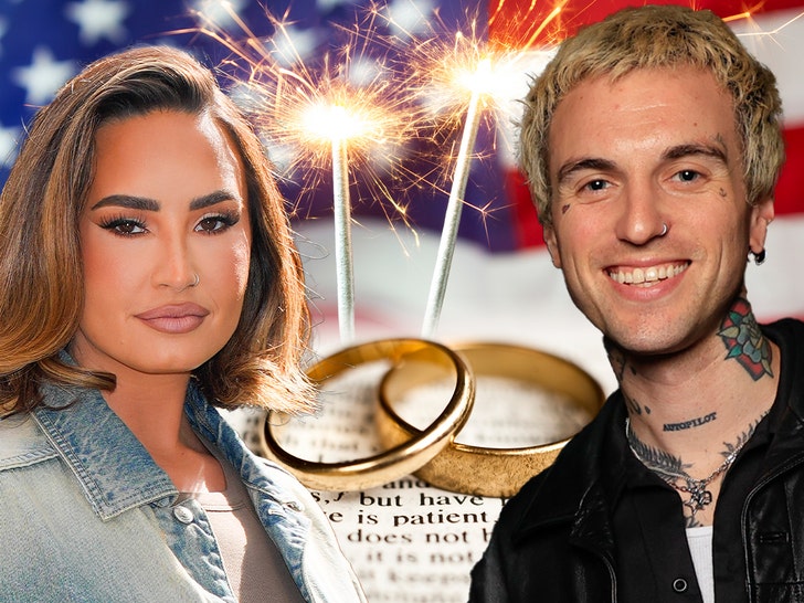 Demi Lovato Jordan Lutes Fourth of July Wedding Getty Comp