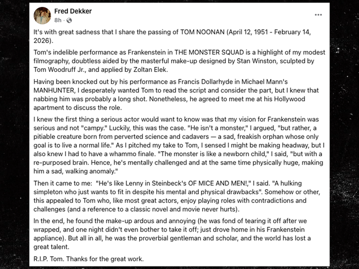 Declaração de Tom Noonan Facebook Sub