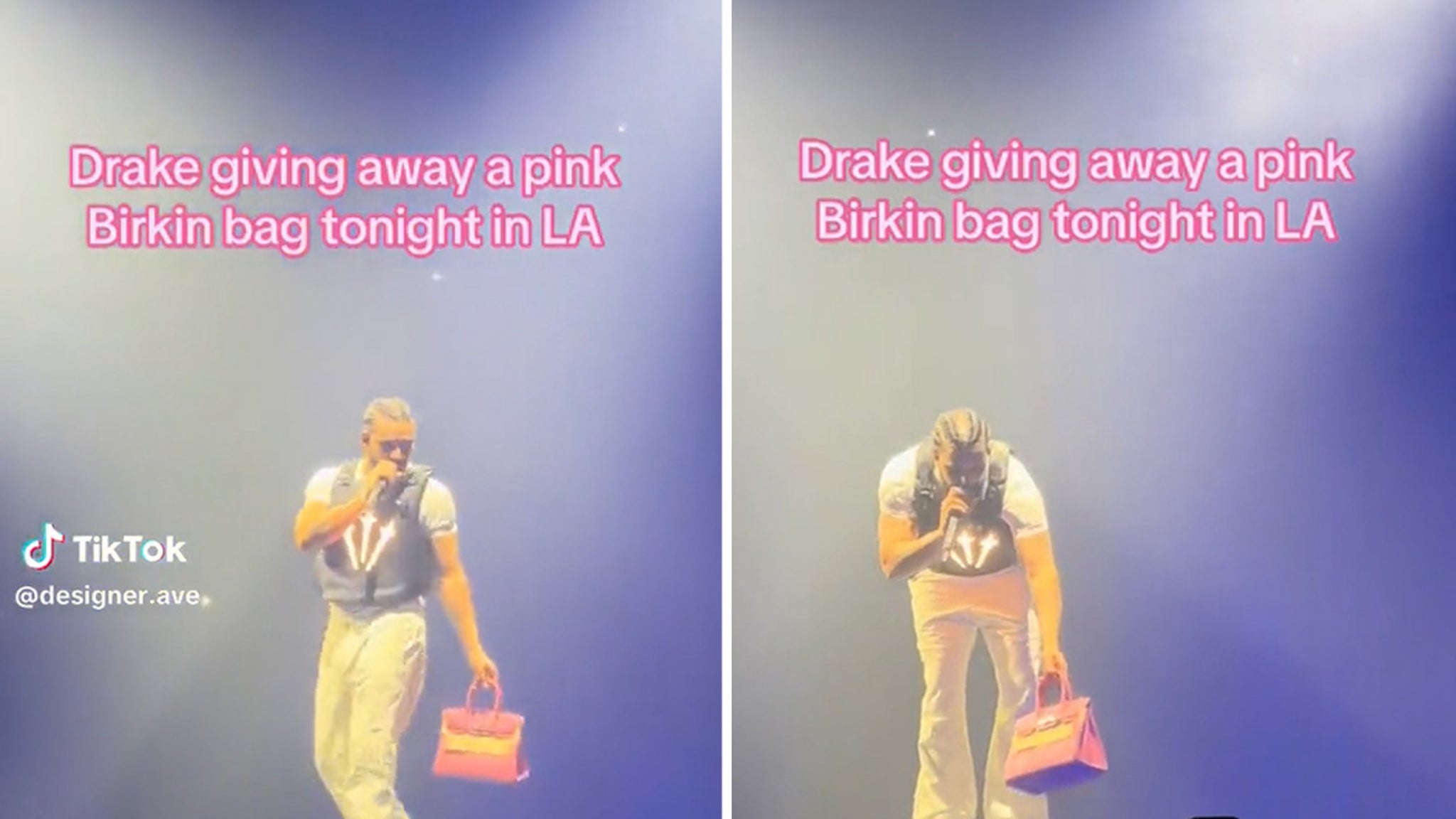 Drake gifts pink Birkin bag to a lucky fan at his concert