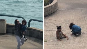 Kim K Plays with Her Kids, North & Saint, At Kanye's Detroit Service