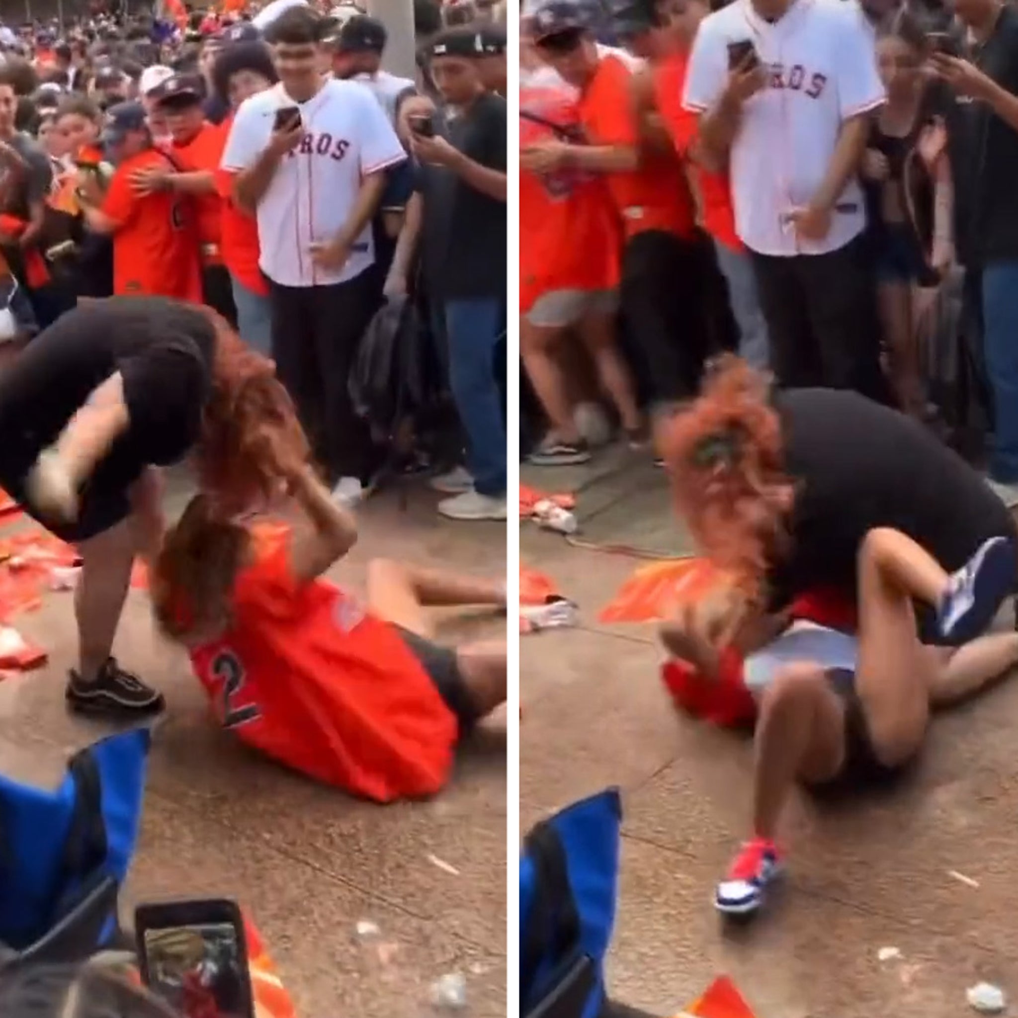 Astros Fans Get In Wild Hair-Pulling Brawl At World Series Parade