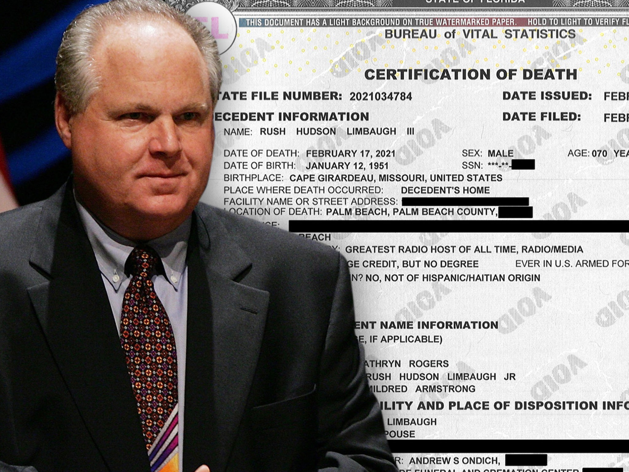 Rush Limbaughs Death Certificate Says Greatest Radio Host of All Time image