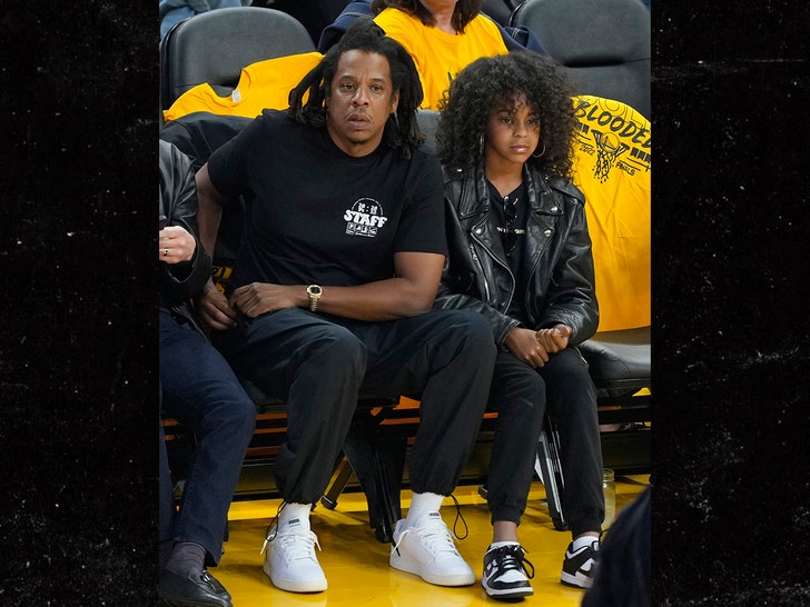 Jay-Z and Blue Ivy Courtside At Game 5