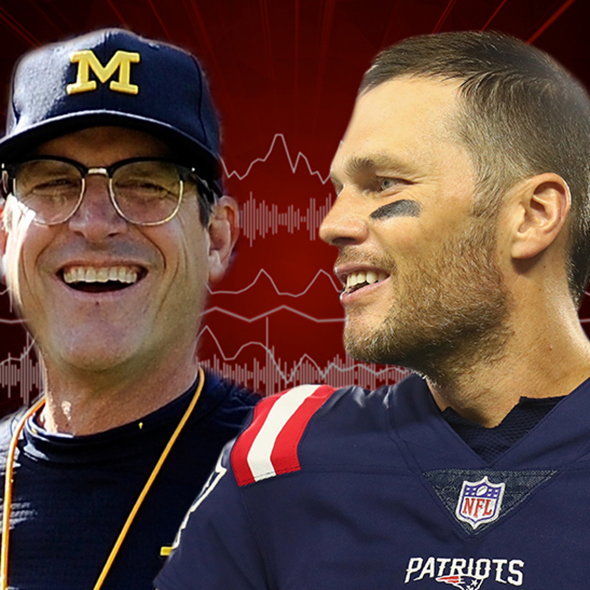 Tom Brady plays catch with Jim Harbaugh during visit to Michigan