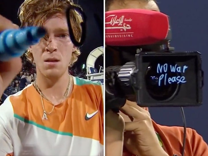 Russian Tennis Star Andrey Rublev Writes 'No War Please' On Camera After Match