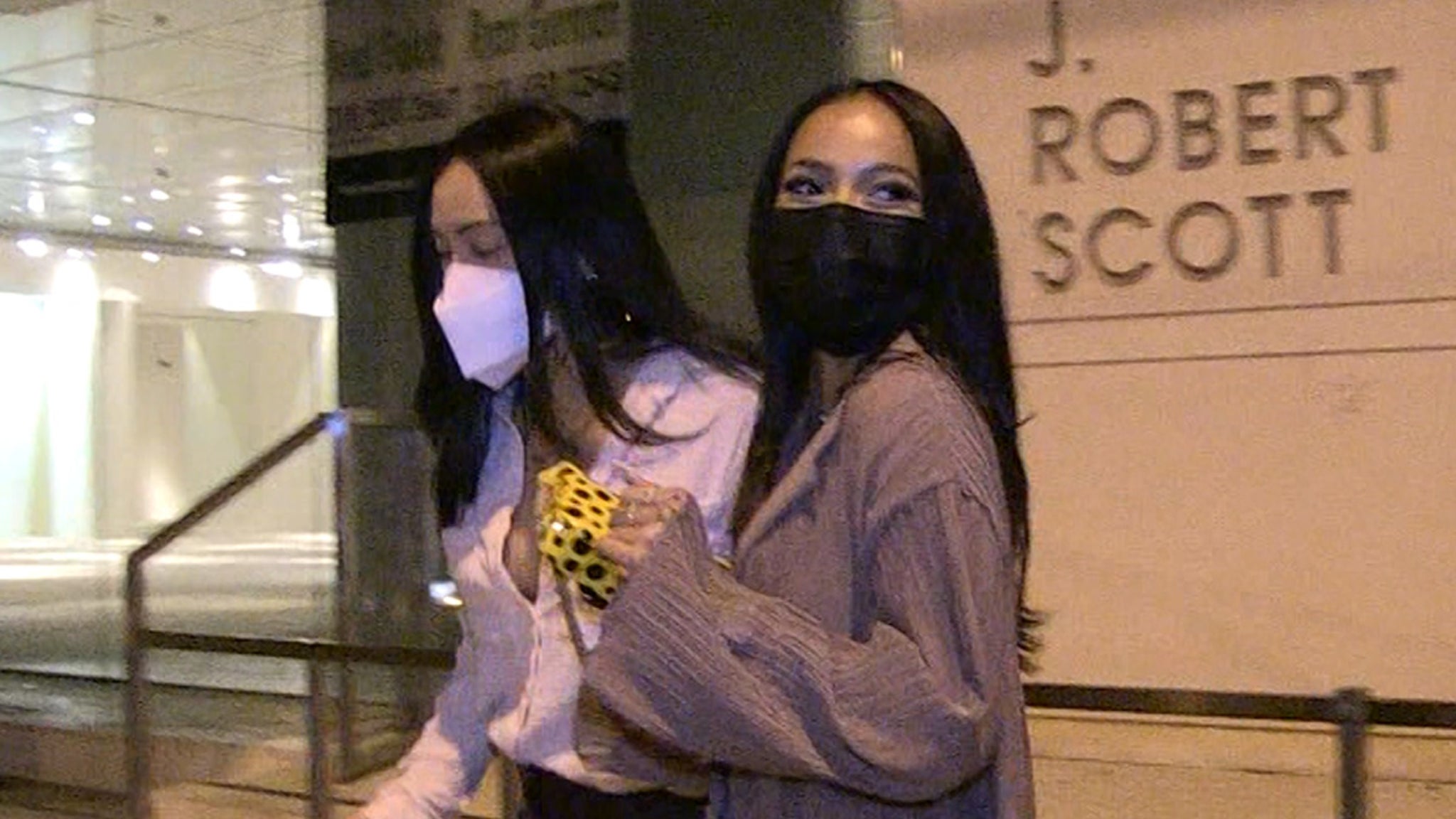 Karrueche Tran plays the shy about breaking up with Victor Cruz during the girls’ night