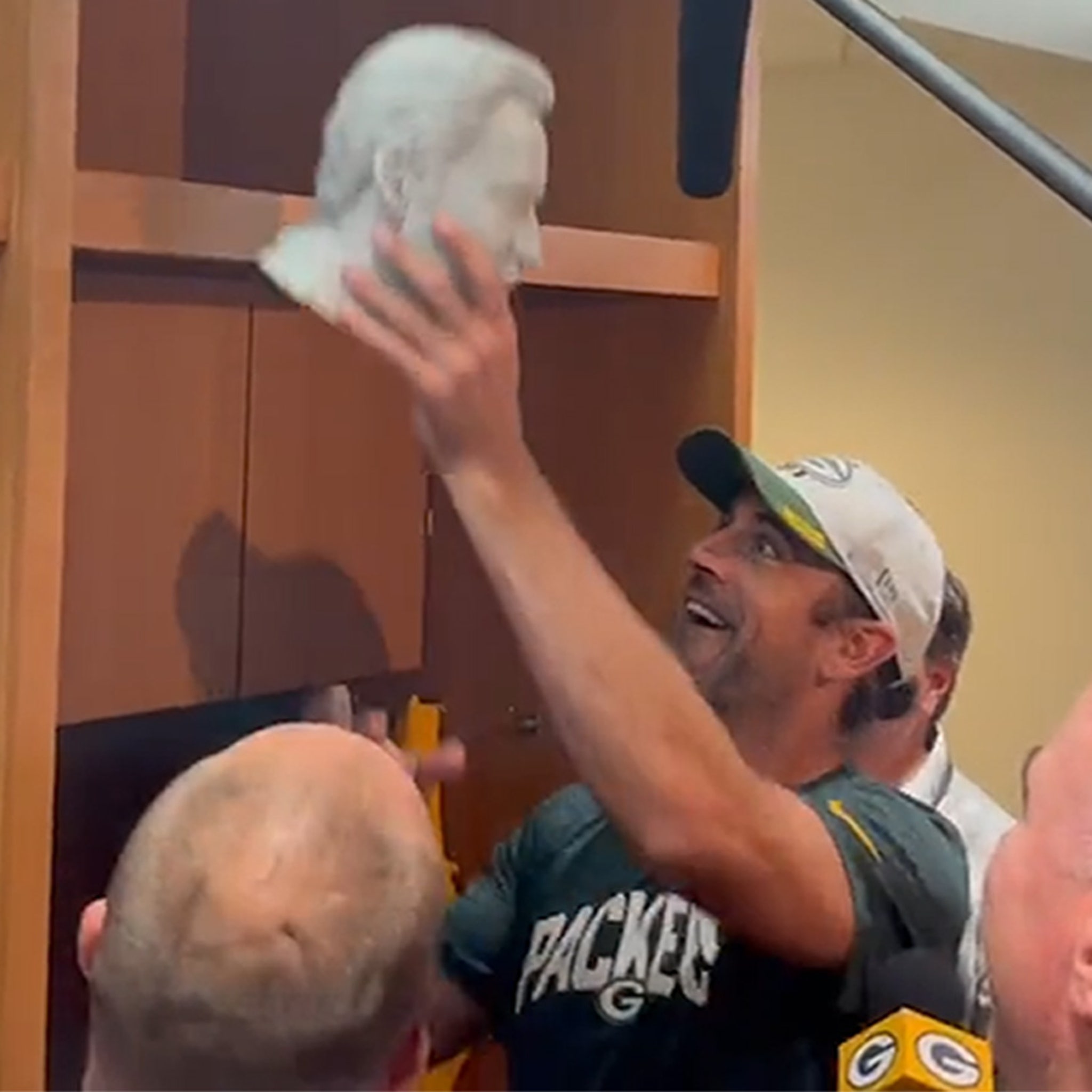 Nicolas Cage Bust Now Sits Atop Aaron Rodgers' Green Bay Locker