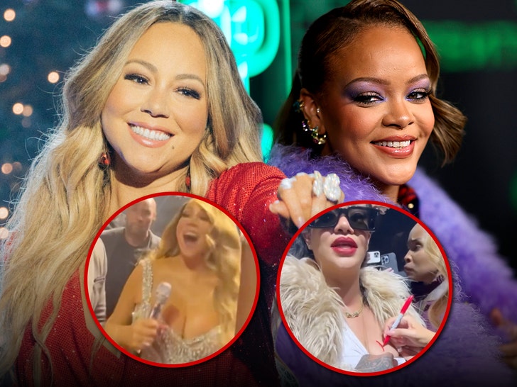 Mariah Carey Signs Rihanna’s Breast During Christmas Concert in NYC: Video