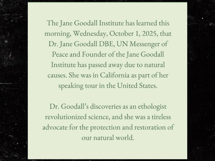 Jane Goodall Death Decalactment Instagram