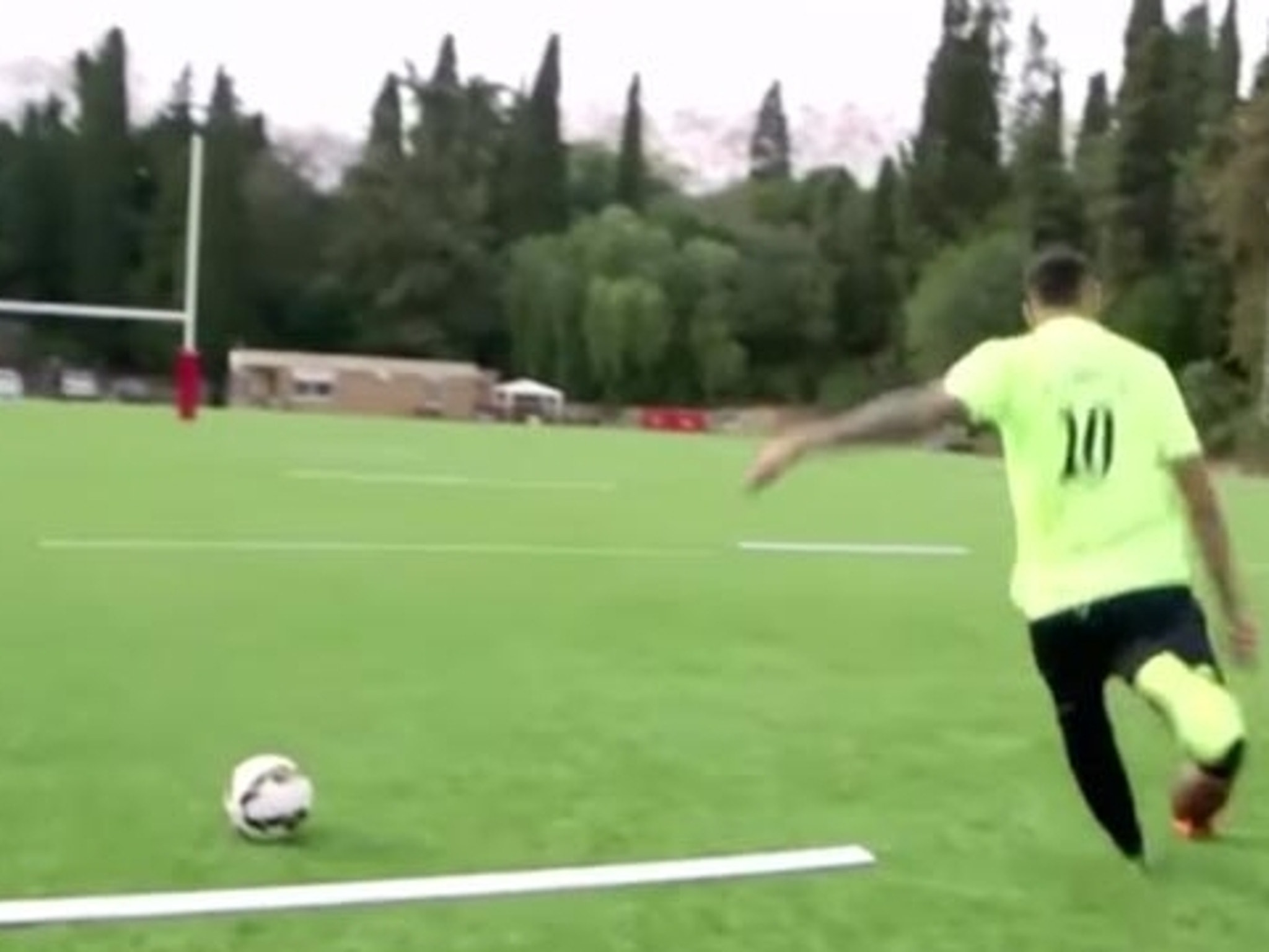 Neymar -- Brazilian Soccer Star Attempts 64 Yard Field Goal