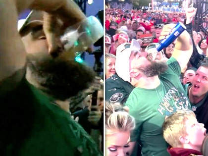 Watch: Philadelphia Eagles' Jason Kelce chugs 30 ounces of beer in seconds  