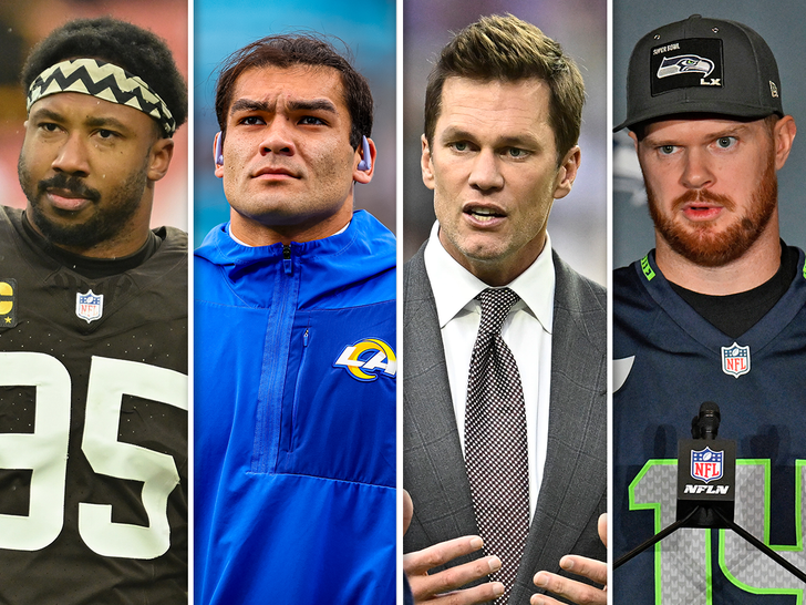 Myles Garrett, Puka Nacua, Tom Brady e Sam Darnold si sono separati dalla sub getty