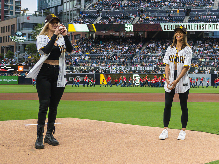 Ariana Madix And Scheana Shay  throwing first pitch