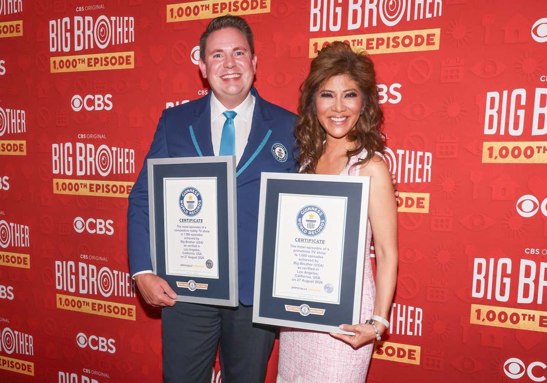Host Julie Chen-Moonves holds the show's newest Guinness World Records
