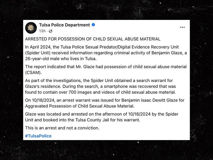benjamin glaze tulsa police fb post sub