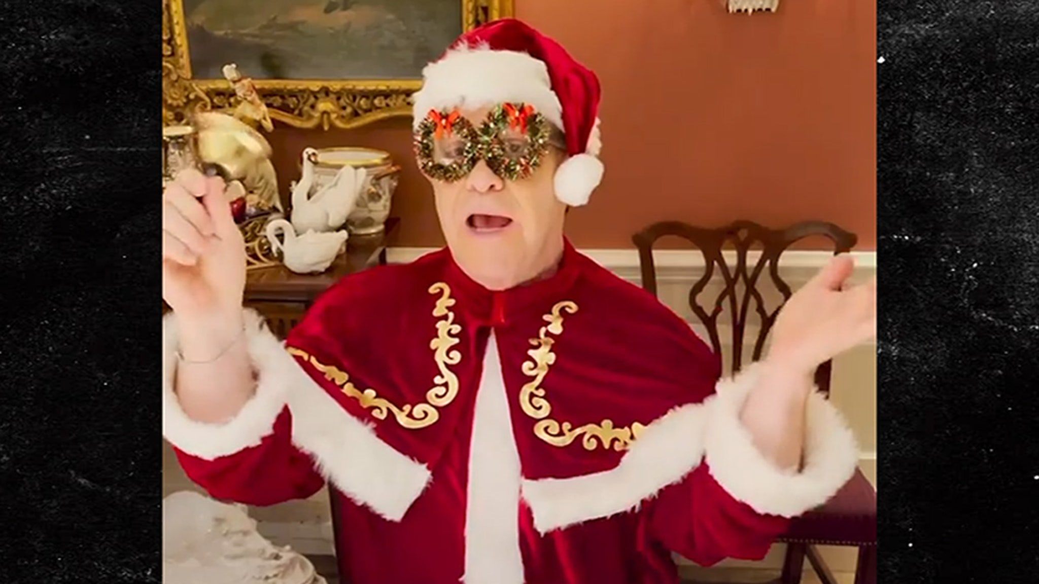 Elton John Rocks Over-the-Top Santa Suit for 2021 Concert Message