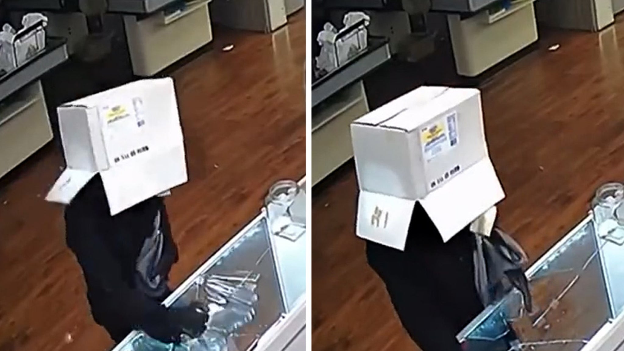 Thief wears box over head while burglarizing Miami store