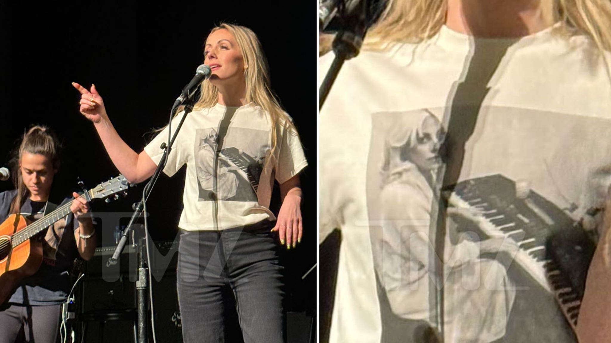 ‘The Bachelor’ aluin Carly Waddell draagt ​​een Lady Gaga-shirt op het podium nadat ze kritiek kreeg