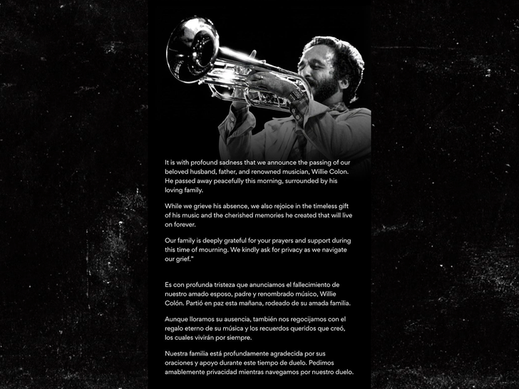 Declaração de Willie Colón no Facebook