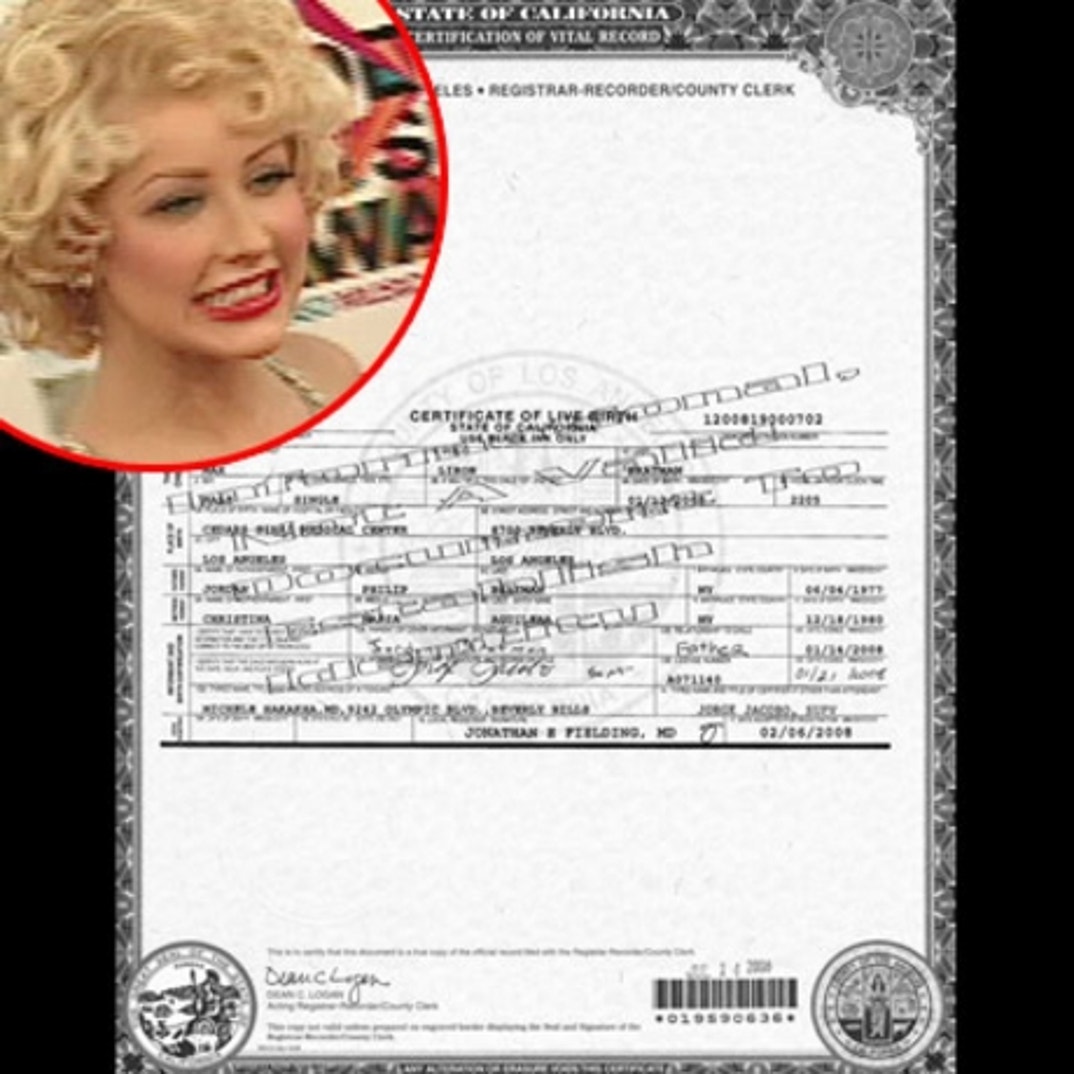 Celebrity Baby Birth Certificates
