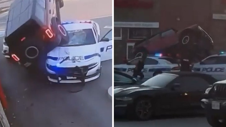 Man Drives Car Onto Police Vehicle in Tim Hortons Drive-Thru on Video